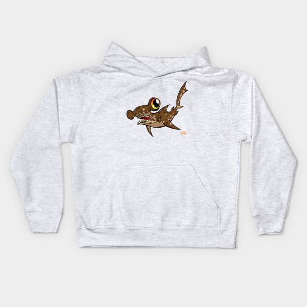 Hammerhead Shark Kids Hoodie by joehavasy